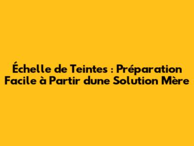 Échelle de Teintes : Préparation Facile à Partir d'une Solution Mère