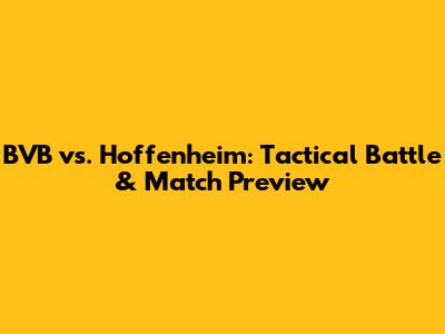 BVB vs. Hoffenheim: Tactical Battle & Match Preview
