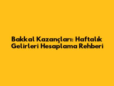 Bakkal Kazançları: Haftalık Gelirleri Hesaplama Rehberi