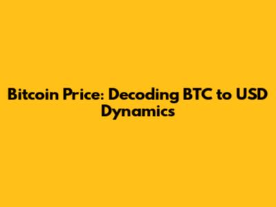 Bitcoin Price: Decoding BTC to USD Dynamics