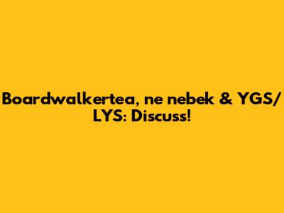 Boardwalkertea, ne nebek & YGS/LYS: Discuss!