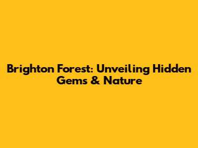 Brighton Forest: Unveiling Hidden Gems & Nature