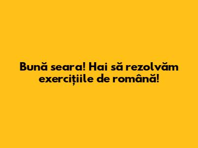 Bună seara! Hai să rezolvăm exercițiile de română!