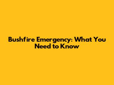Bushfire Emergency: What You Need to Know
