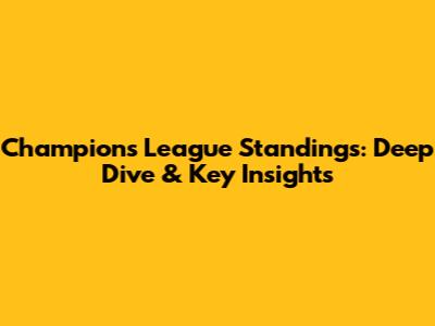 Champions League Standings: Deep Dive & Key Insights