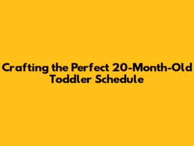 Crafting the Perfect 20-Month-Old Toddler Schedule