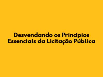 Desvendando os Princípios Essenciais da Licitação Pública