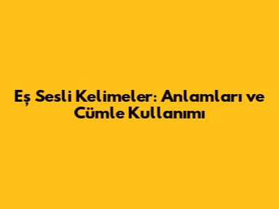 Eş Sesli Kelimeler: Anlamları ve Cümle Kullanımı