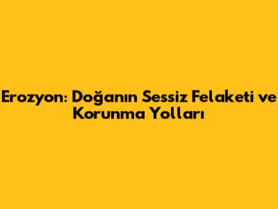 Erozyon: Doğanın Sessiz Felaketi ve Korunma Yolları