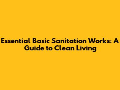 Essential Basic Sanitation Works: A Guide to Clean Living