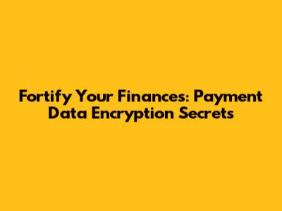 Fortify Your Finances: Payment Data Encryption Secrets