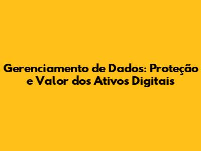 Gerenciamento de Dados: Proteção e Valor dos Ativos Digitais