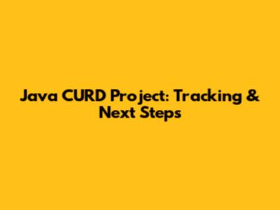Java CURD Project: Tracking & Next Steps