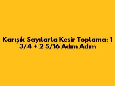 Karışık Sayılarla Kesir Toplama: 1 3/4 + 2 5/16 Adım Adım