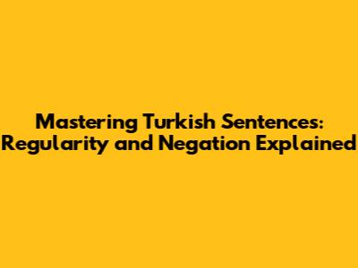 Mastering Turkish Sentences: Regularity and Negation Explained