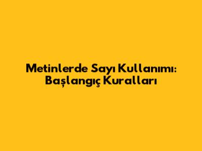 Metinlerde Sayı Kullanımı: Başlangıç Kuralları