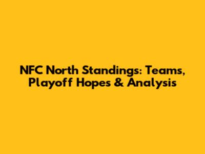 NFC North Standings: Teams, Playoff Hopes & Analysis