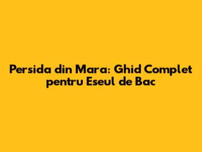 Persida din 'Mara': Ghid Complet pentru Eseul de Bac