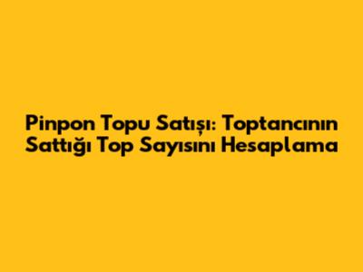 Pinpon Topu Satışı: Toptancının Sattığı Top Sayısını Hesaplama