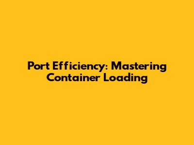 Port Efficiency: Mastering Container Loading