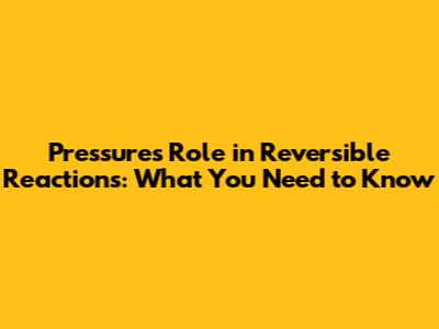 Pressure's Role in Reversible Reactions: What You Need to Know