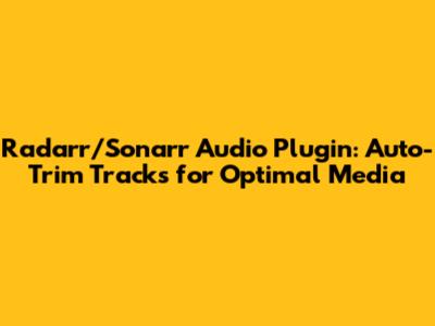 Radarr/Sonarr Audio Plugin: Auto-Trim Tracks for Optimal Media