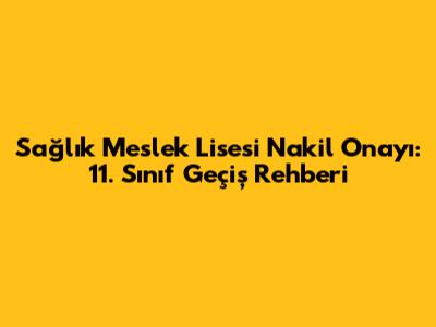 Sağlık Meslek Lisesi Nakil Onayı: 11. Sınıf Geçiş Rehberi