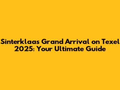 Sinterklaas' Grand Arrival on Texel 2025: Your Ultimate Guide