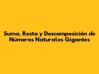 Suma, Resta y Descomposición de Números Naturales Gigantes