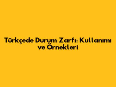 Türkçede Durum Zarfı: Kullanımı ve Örnekleri