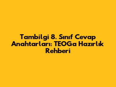 Tambilgi 8. Sınıf Cevap Anahtarları: TEOG'a Hazırlık Rehberi