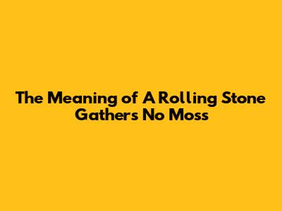 The Meaning of "A Rolling Stone Gathers No Moss"