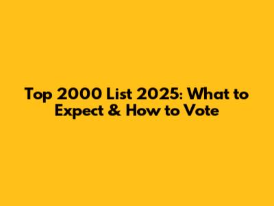 Top 2000 List 2025: What to Expect & How to Vote