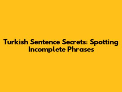 Turkish Sentence Secrets: Spotting Incomplete Phrases
