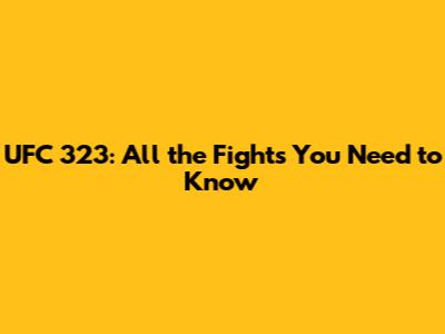UFC 323: All the Fights You Need to Know