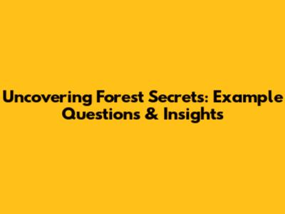 Uncovering Forest Secrets: Example Questions & Insights
