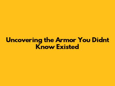 Uncovering the Armor You Didn't Know Existed
