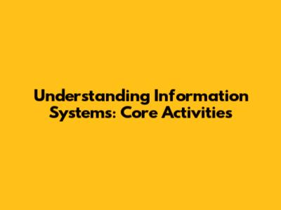 Understanding Information Systems: Core Activities