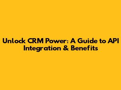 Unlock CRM Power: A Guide to API Integration & Benefits