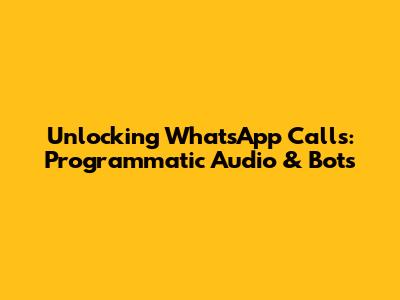 Unlocking WhatsApp Calls: Programmatic Audio & Bots