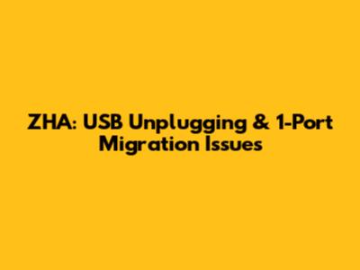 ZHA: USB Unplugging & 1-Port Migration Issues