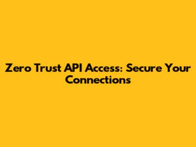 Zero Trust API Access: Secure Your Connections